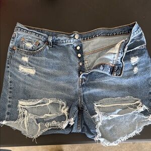 Levi's Blue Distressed Jean Shorts